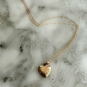 Solid gold 10k dainty heart locket on 14k 18in chain